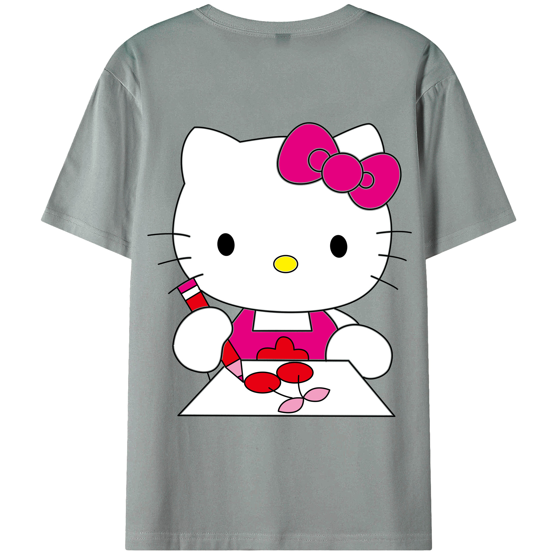 （画像用） Hello Kitty ハローキティ 綿100％ メンズ半袖Tシャツ（バックプリント） 通気性
